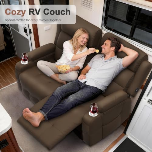 Reclining Loveseat Sofa, RV Loveseats Recliner Sofas Wall Hugger, Double - Image 4