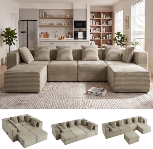 130" Modular Sectional Cloud Couch, U Shaped Sofa by Easilive