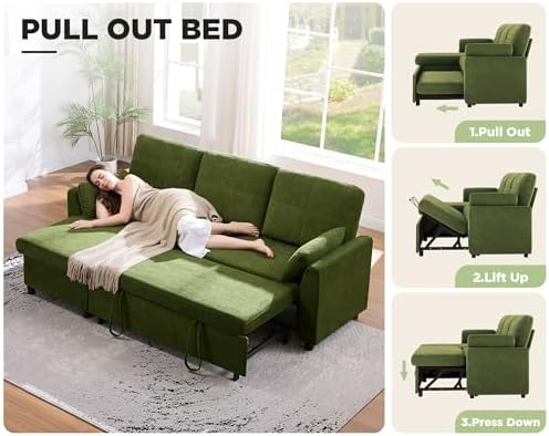 VanAcc Sleeper Sofa with Storage, Sofa Bed with Pull Out Couch - Image 3