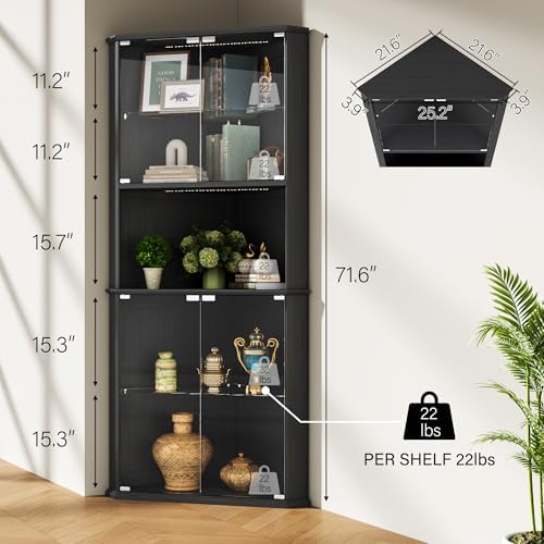 kepptory 72" Corner Curio Cabinet - Image 2