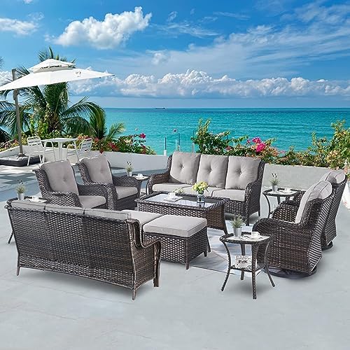 Belord 13 Piece Wicker Patio Furniture Set, Outdoor Swivel Rocker Chairs Set of by Belord