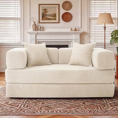 WEUP 5-in-1 Convertible Sofa Bed, Corduroy Floor Sofa Loveseat Sleeper - Image 2