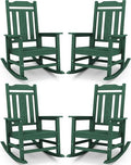 SERWALL HDPE Oversized Outdoor Rocking Chairs Set of 4, Patio Rocker by SERWALL