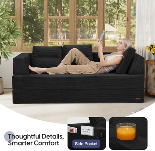 COMAX Futon Sofa Bed, Convertible Sofa Bed, Folding Boneless Couches - Image 4