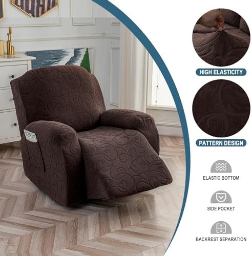 4 Pieces Recliner Cover Stretch Sofa Slipcover, Sofa Couch Cover - Image 2