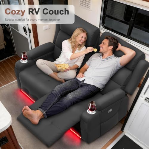 Reclining Loveseat Sofa, RV Loveseats Recliner Sofas Wall Hugger, Double - Image 6