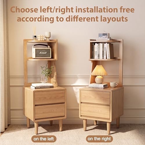 Solid Wood Bookshelf Nightstand Combo, Tall Nightstand - Image 6