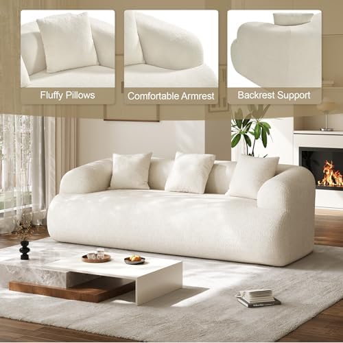 91" Modern Curved Couch, 3 Seater Boneless Sofa & Deep Seat - Image 4