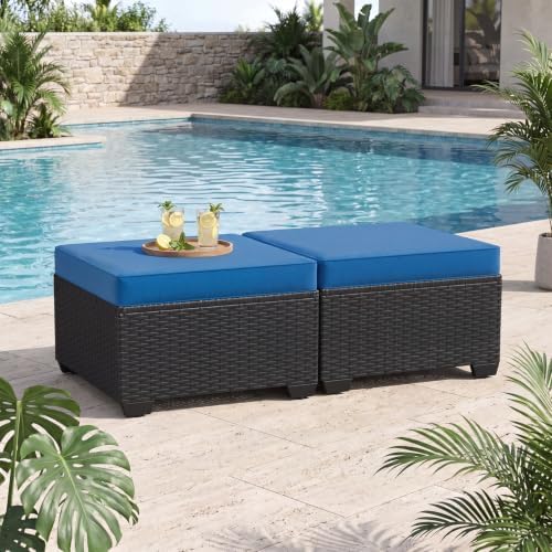 Aoxun 2 Piece Patio Sofa Ottomans by Aoxun