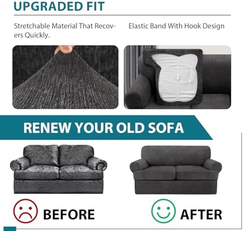 T Cushion Loveseat Slipcover 3 Pieces Sofa Covers - Image 5