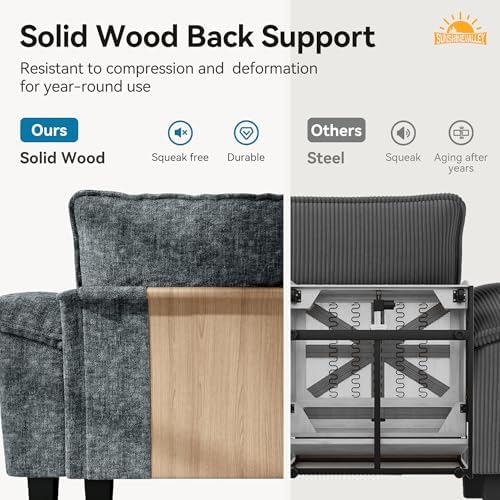 SUNSHINE VALLEY 3-Seat L Shaped Modular Cloud Couch Sectional Sofa Ottoman - Image 5