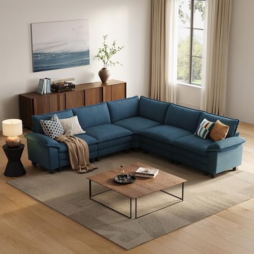 LINSY HOME Modular Sectional Sofa 5 Seat Couch Corduroy Cloud Couch by LINSYHOME