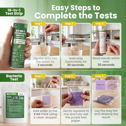 21-in-1 Drinking Water Test Kit – 120 Strips + 2 Bacteria Tests – Easy DIY - Image 4