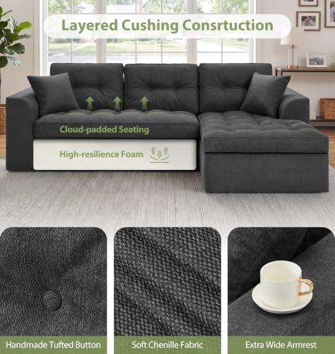 Hobestluk 105'' Boneless Couch Modular Sectional Sofa - Image 5