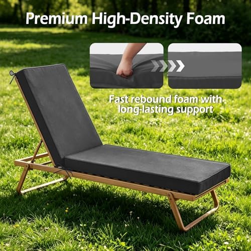 Chaise Lounge Cushions Outdoor, Dark Grey - Image 4