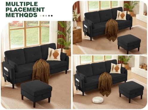 Modern Sectional Sofa with Storage Ottoman, L-Shaped 3-Seat Couch with 2 - Image 5