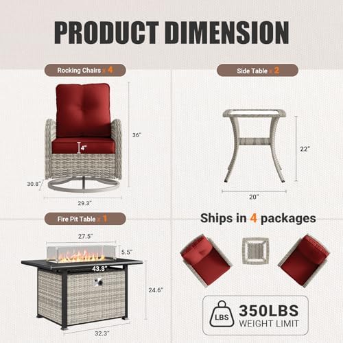 7Pcs Patio Rocking Swivel Chair - Image 2