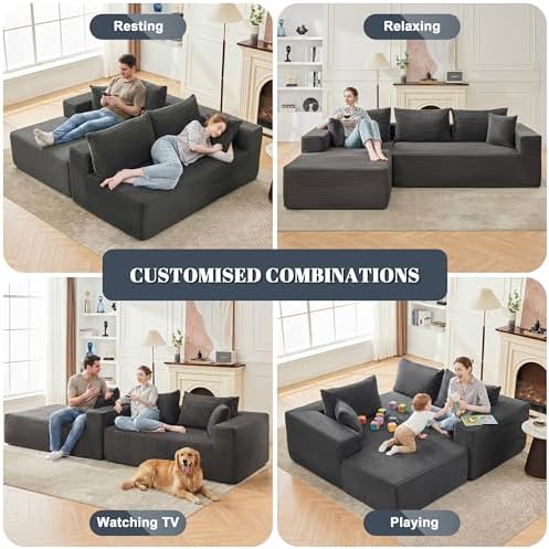 Mangodan 110” Boneless Couch, Cloud Sectional Sofa - Image 5