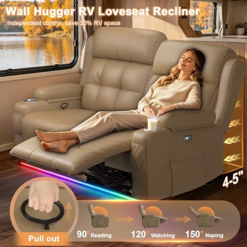 RV Loveseat Recliner Sofa, Wall Hugger Reclining RV Couch - Image 3