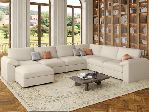 EASE MOOSE Faux Leather Couch, U Shaped Modular Sectional Sofa by EASEMOOSE