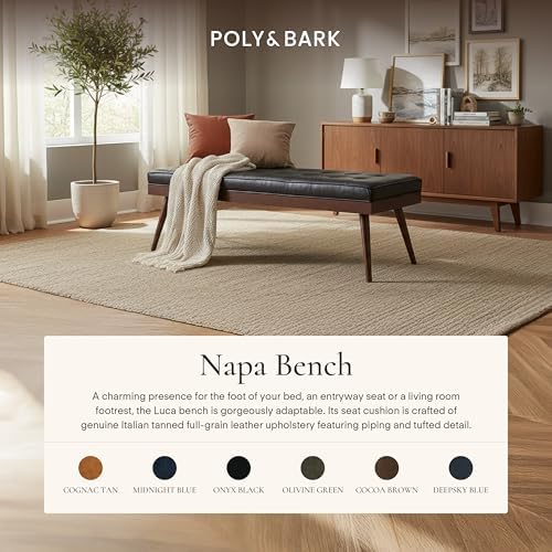 Poly & BARK 55" Tufted Leather Bed Bench - Image 4