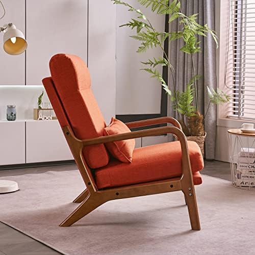 Karl home Accent Chair High Back Mid-Century Modern, Burnt Orange - Image 4