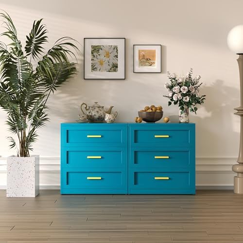 Metal Drawer Dresser for Bedroom，Blue 3 Drawer Dresser - Image 5