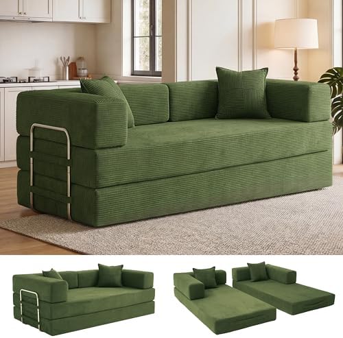 WEUP 5-in-1 Convertible Sofa Bed, Corduroy Floor Sofa Loveseat Sleeper by Unknown