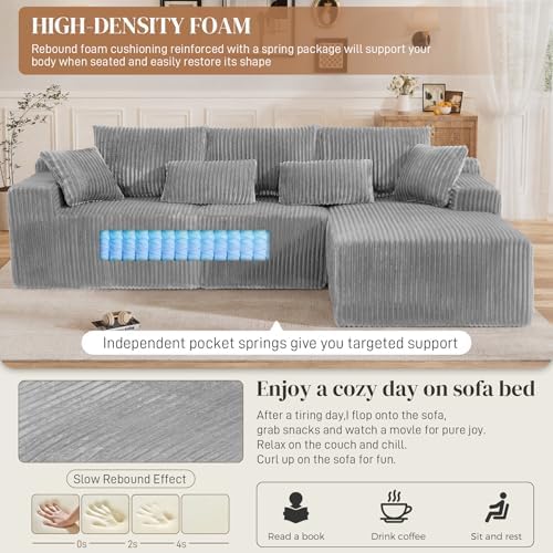 110" L Shaped Cloud Boneless Sectional Couches - Image 4