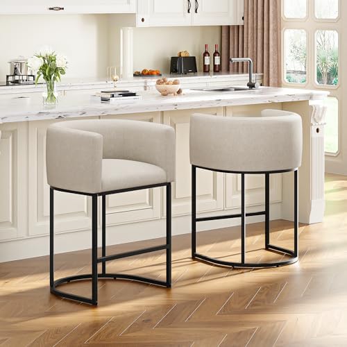 26" H Counter Height Bar Stools Set of 2, Modern Barrel Counter Stools by VATROS