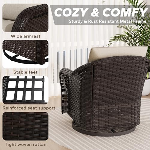 3 Piece Patio Furniture Set, Wicker Outdoor Conversation Set - Image 4