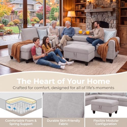 Linen L-Shaped Couch Set - Image 5