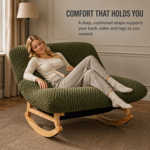 Oversized Rocking Chair, Extra Wide Plush Lounge Chair - Image 5