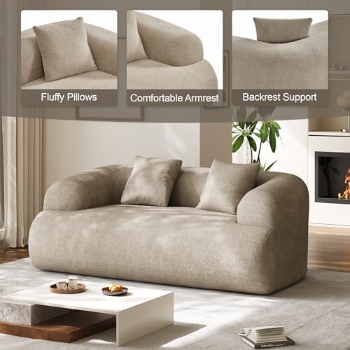 75" Boneless Cloud Loveseat, Modern Cute Curved Chenille Sofa, 2 Seater - Image 4