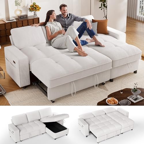 Sunny Heart Chenille Sleeper Sofa Bed, Pull Out Couch Bed by SunnyHeart