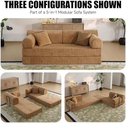 79" Memory Foam Sofa Bed, High Backrest Convertible Futon Boneless Couch - Image 3