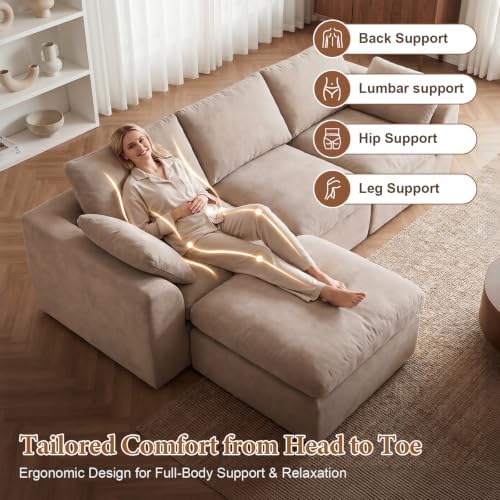 108" Cloud Sectional Couches for Living Room, Oversized Boneless Modular L - Image 5
