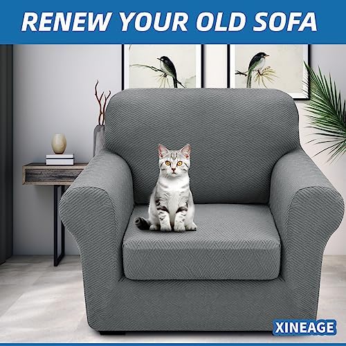 XINEAGE 2-Piece Stretch Armchair Sofa Cover, Washable Couch Covers - Image 4