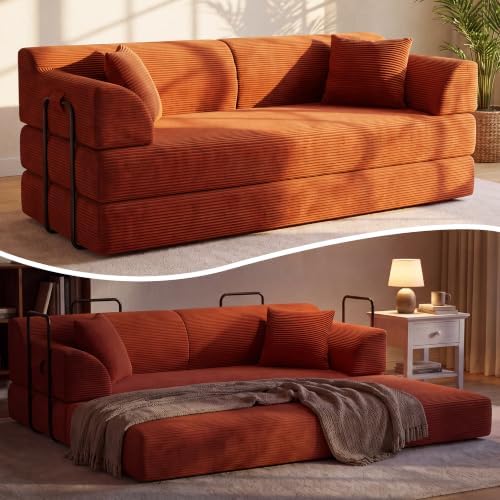 79'' Convertible Futon Sofa Bed, High‑Back Boneless Couches by PQOPQO