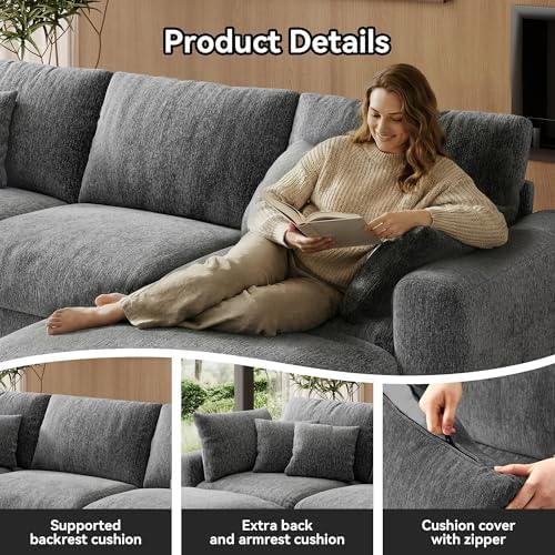 WorthFurni 140” Oversized Cloud Sectional Couches - Image 4