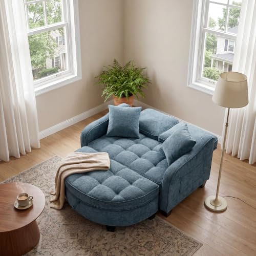 ERYE Chenille Tufted Loveseat Sofa and Ottoman Set - Image 4
