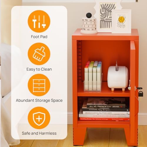 ALBAD Metal Nightstand with Lockable Cabinet - Image 4