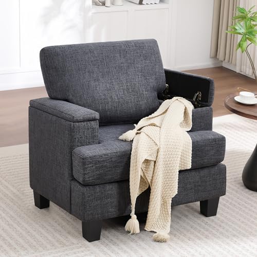 Accent Chairs Set of 2 with Armrest Storage, Modern Upholstered Reading Living - Image 4
