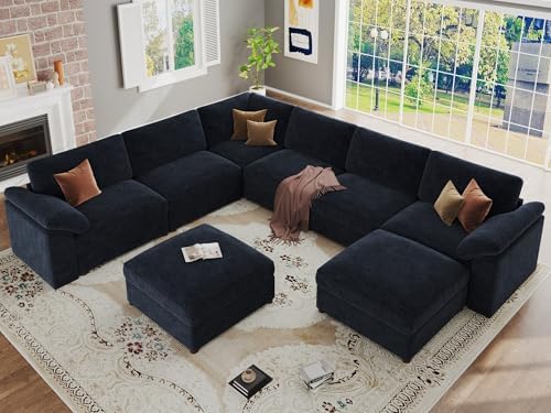 EASE MOOSE Modular Sofa, Comfortable Oversized U Shape Sectional Modular Sofa by EASEMOOSE