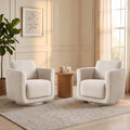 Swivel Accent Chairs Set of 2, Fully Assembled Chenille Armchairs by ReclineFlow