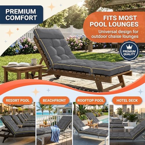 MAGIC ELEPHANT Chaise Lounge Cushion Outdoor, Memory Foam Replacement Patio - Image 6