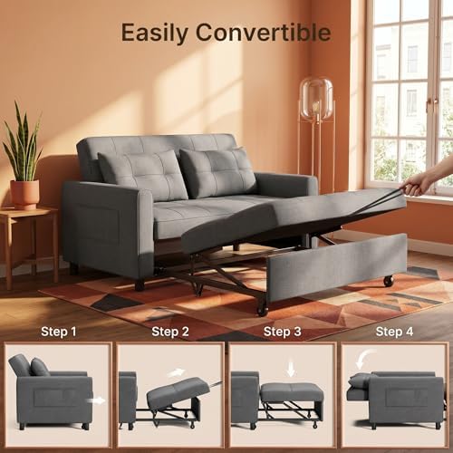 Gizoon Loveseat Sleeper Sofa 71.7" Extended 3-in-1 Pull Out Couch Bed - Image 4