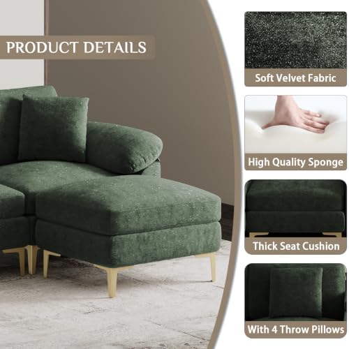 OUYESSIR 128" U-Shaped Shimmer Chenille Sectional Couch - Image 5
