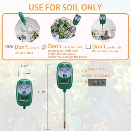 7-in-one Soil Test Kit, Soil Moisture Meter/PH Meter/Sunlight - Image 5