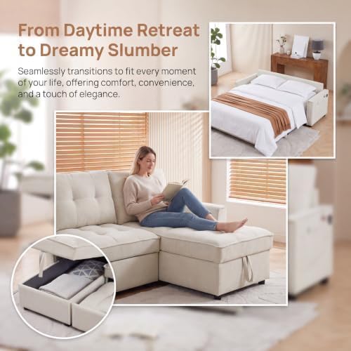 71" L Shaped Queen Pull Out Sofa Bed - Image 6